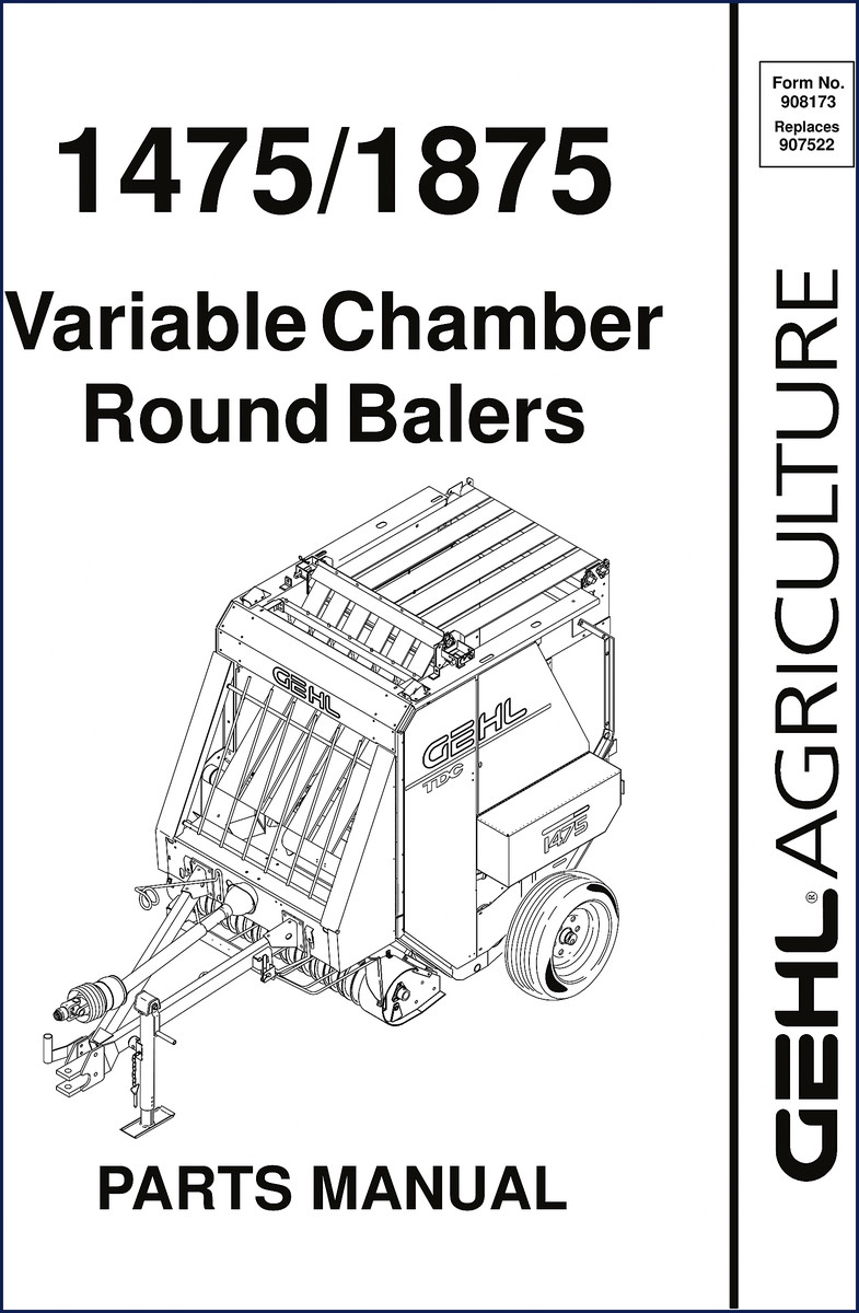 GEHL 1475, 1875 Parts Catalog cover - 128-page factory OEM document