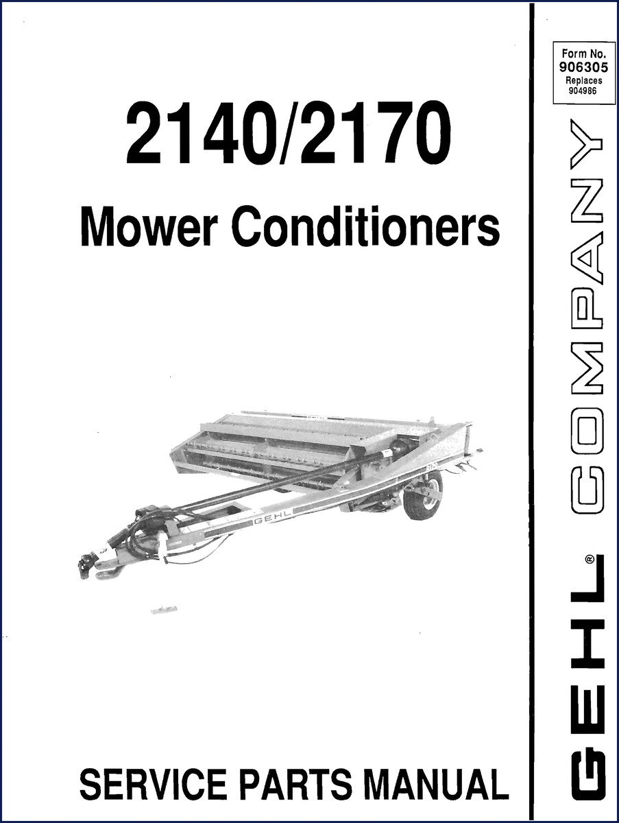 GEHL 2140, 2170 Parts Catalog cover - OEM factory documentation for mower conditioners