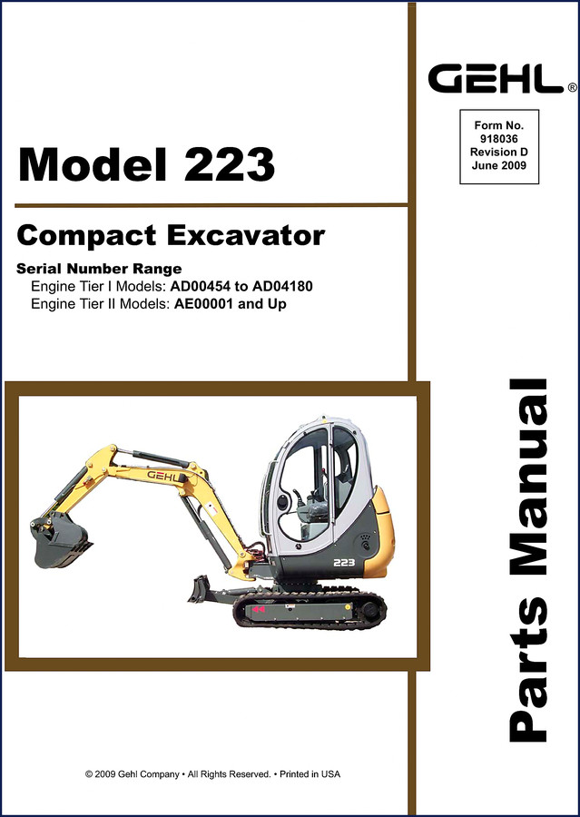 GEHL 223 2009 Parts Catalog cover
