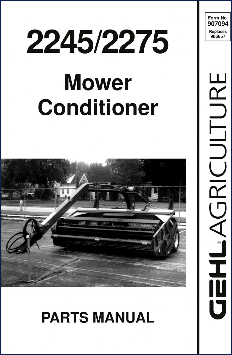 GEHL 2245, 2275 Mower Conditioner Parts Catalog cover page with exploded view illustration