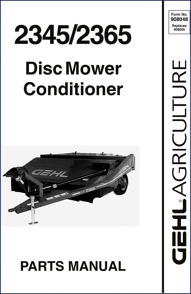 GEHL 2345 2365 Parts Catalog exploded view of disc mower conditioner