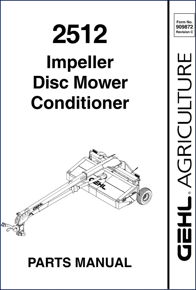GEHL 2512 Parts Catalog cover – factory parts documentation for disc mower conditioner