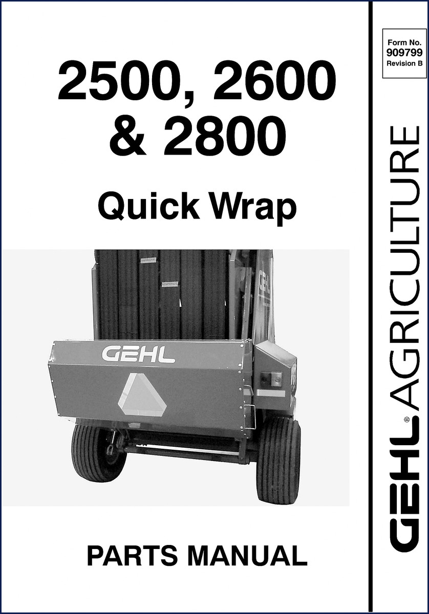 GEHL 2800 Quick Wrap Parts Catalog cover - 28-page factory OEM manual for 2500, 2600, 2800 models