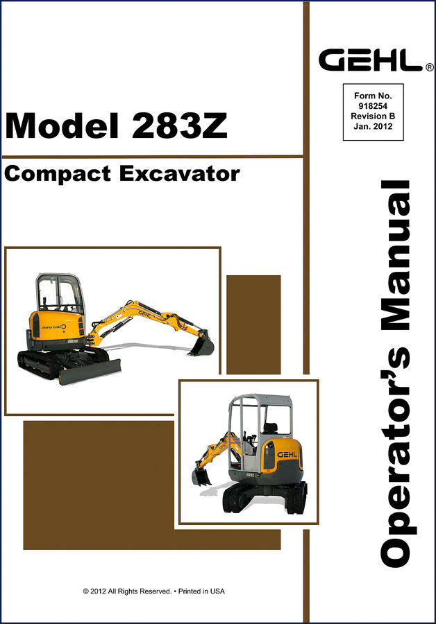 GEHL 283Z 2012 Operators Manual cover - factory OEM document
