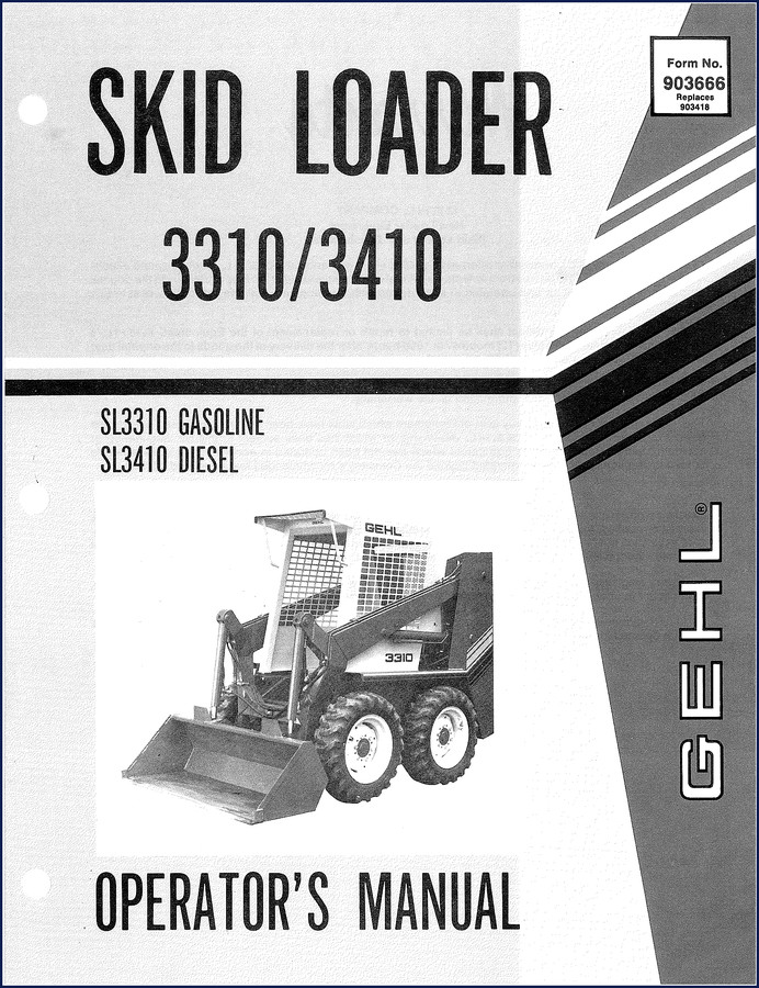 GEHL 3310 SL3310 Gasoline and 3410 SL3410 Diesel Operators Manual cover