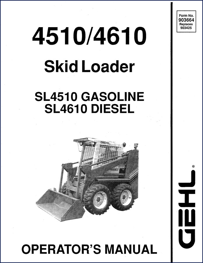 GEHL 4510/4610 Skid Loader Operator's Manual cover - OEM factory document 68 pages