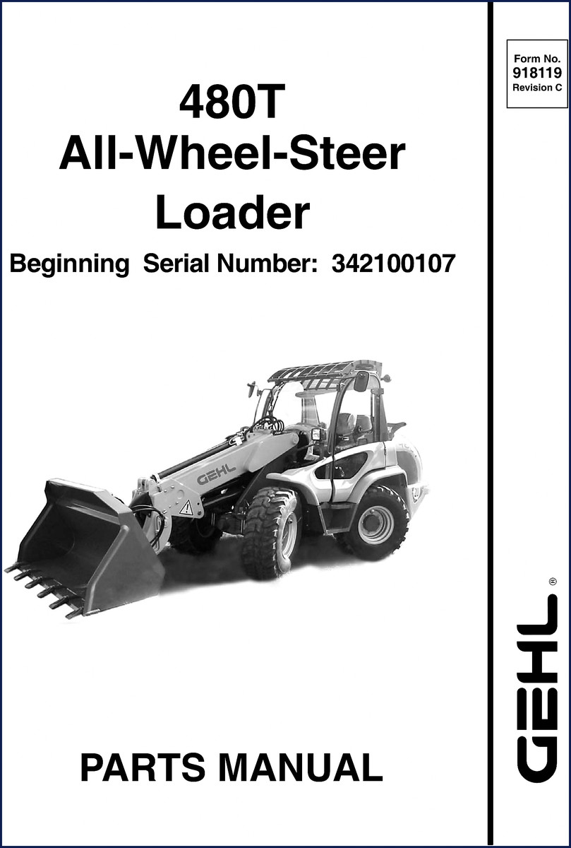 GEHL 480T all-wheel-steer loader parts catalog cover – 108 pages OEM factory manual