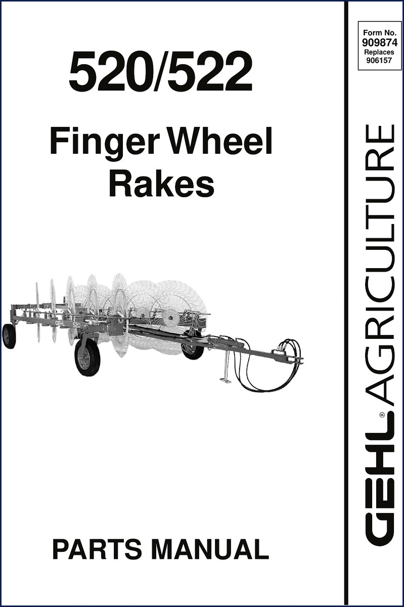 GEHL 522 Finger Wheel Rake OEM Parts Catalog cover page