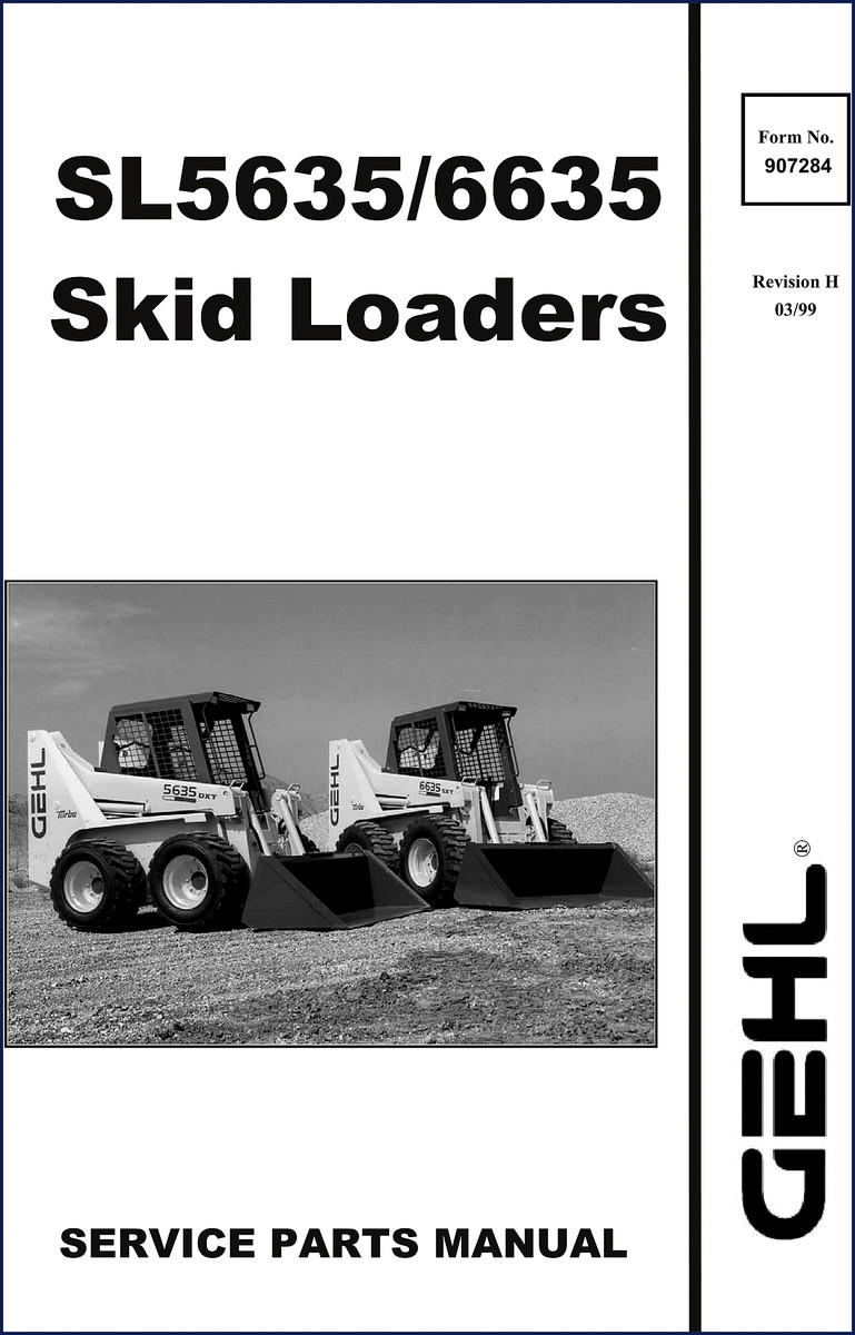 GEHL 5635 1999 Parts Catalog cover showing skid loader model 5635 DXT