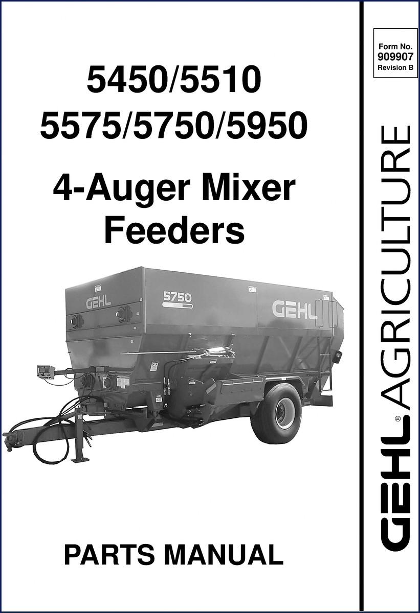 GEHL 5950 Parts Catalog cover page showing model numbers 5450, 5510, 5575, 5750, 5950