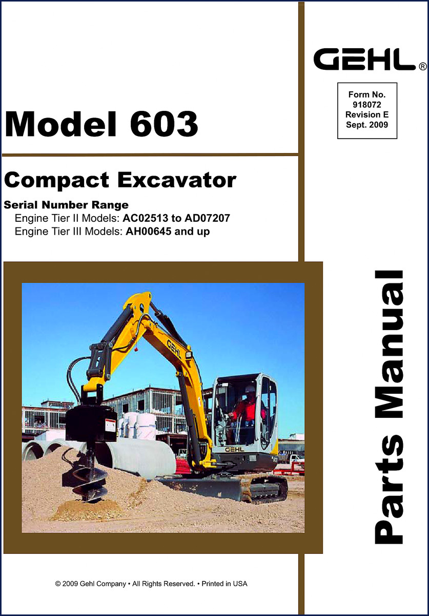 GEHL 603 2009 Parts Catalog factory OEM manual cover