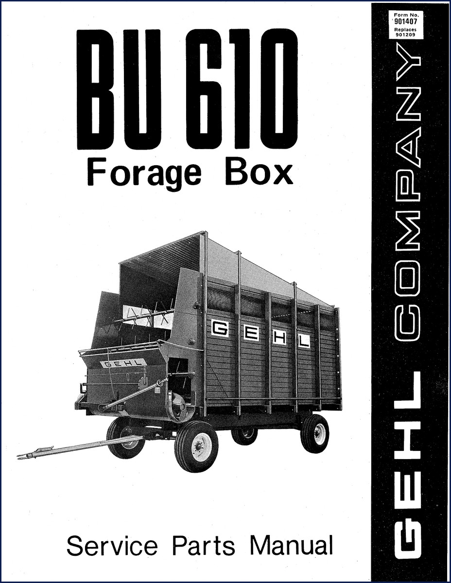 GEHL 610 Forage Box Parts Catalog cover - 16 pages OEM factory manual