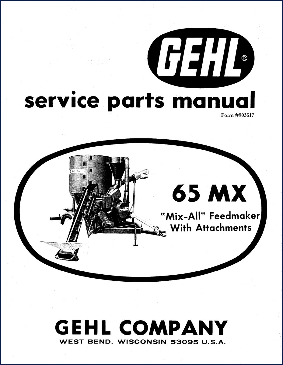 GEHL 65 MX Parts Catalog cover page showing Mix-All Feedmaker and manual number 2132G