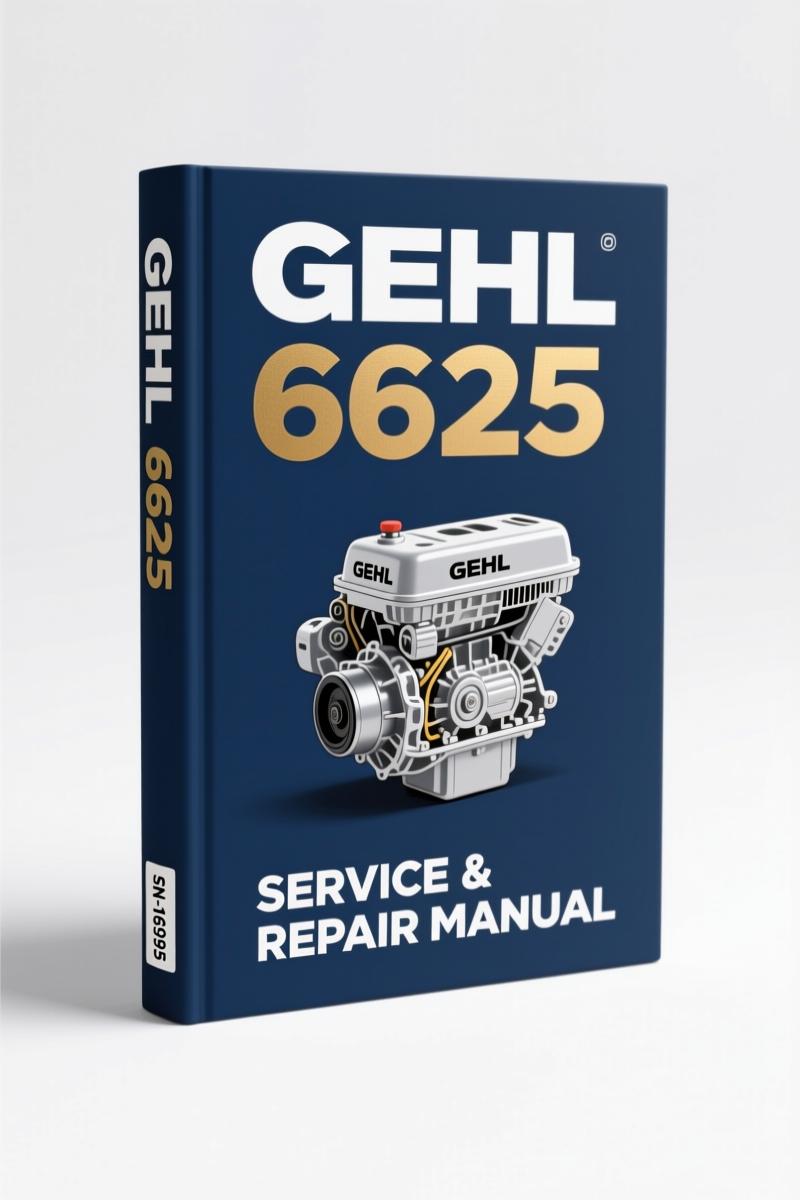 GEHL 6625 Service Manual cover showing skid loader and part numbers