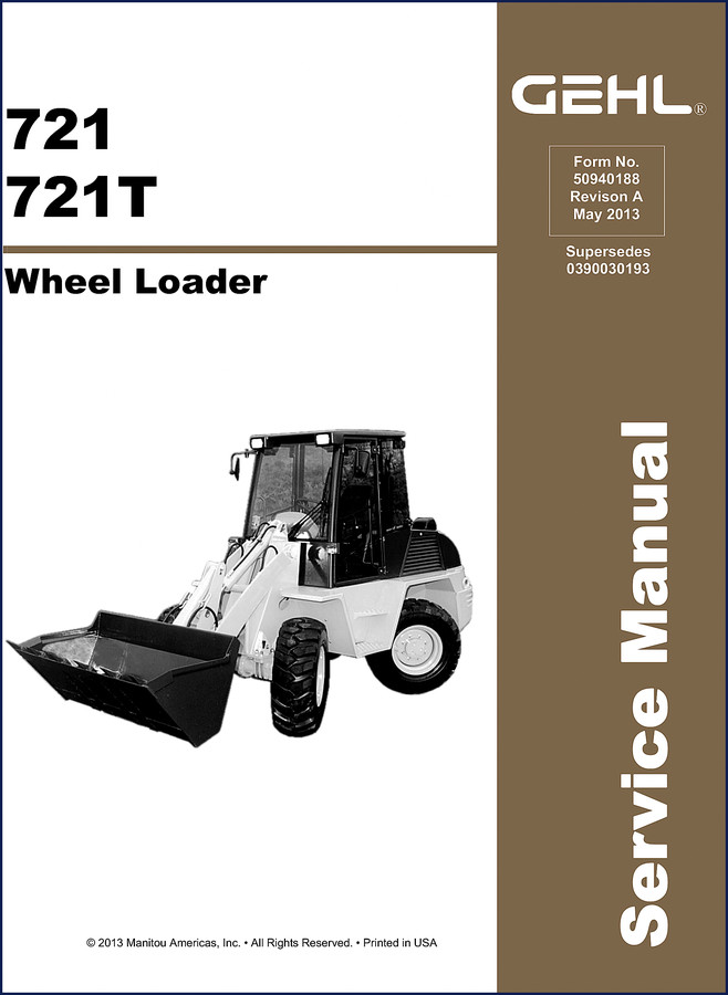 GEHL 721 Operators Manual cover – OEM factory document for 721 wheel loader