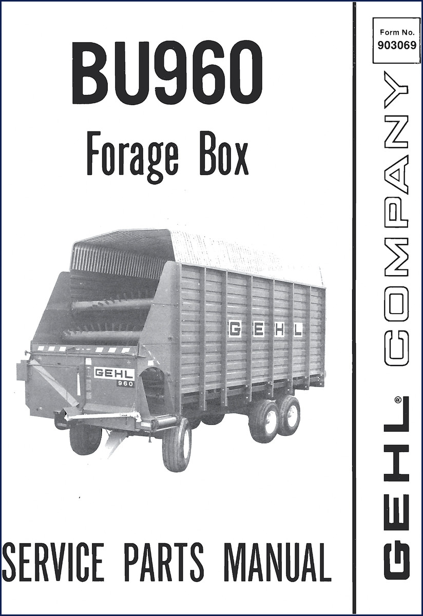 GEHL 960 Forage Box Parts Catalog cover page showing model BU960 and OEM GEHL documentation