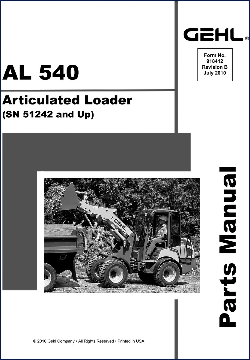 GEHL AL 540 2010 Parts Catalog cover page – factory OEM parts manual for articulated loader