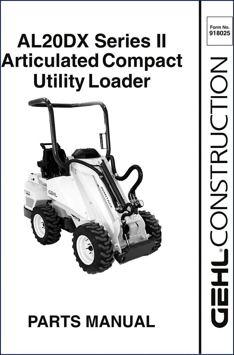 GEHL AL20DX Parts Catalog cover image showing compact utility loader
