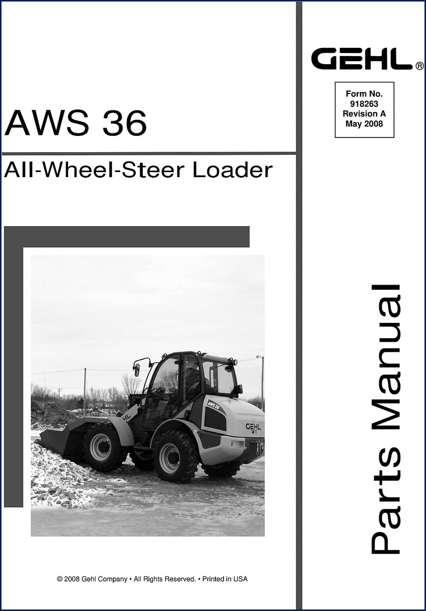 2008 Gehl AWS 36 Parts Catalog cover - OEM factory manual 98 pages