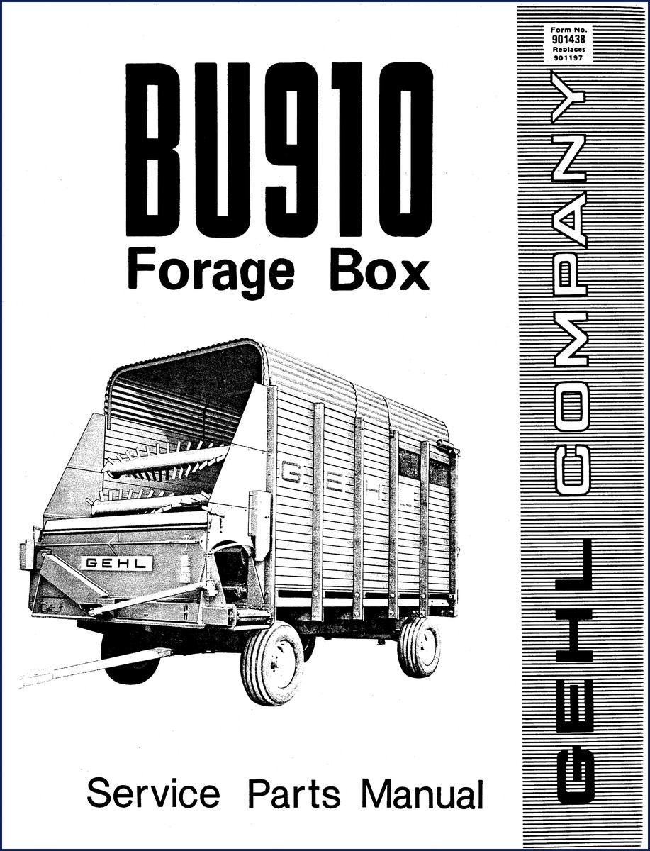 GEHL BU910 Forage Box Parts Catalog cover – 36 page factory OEM manual
