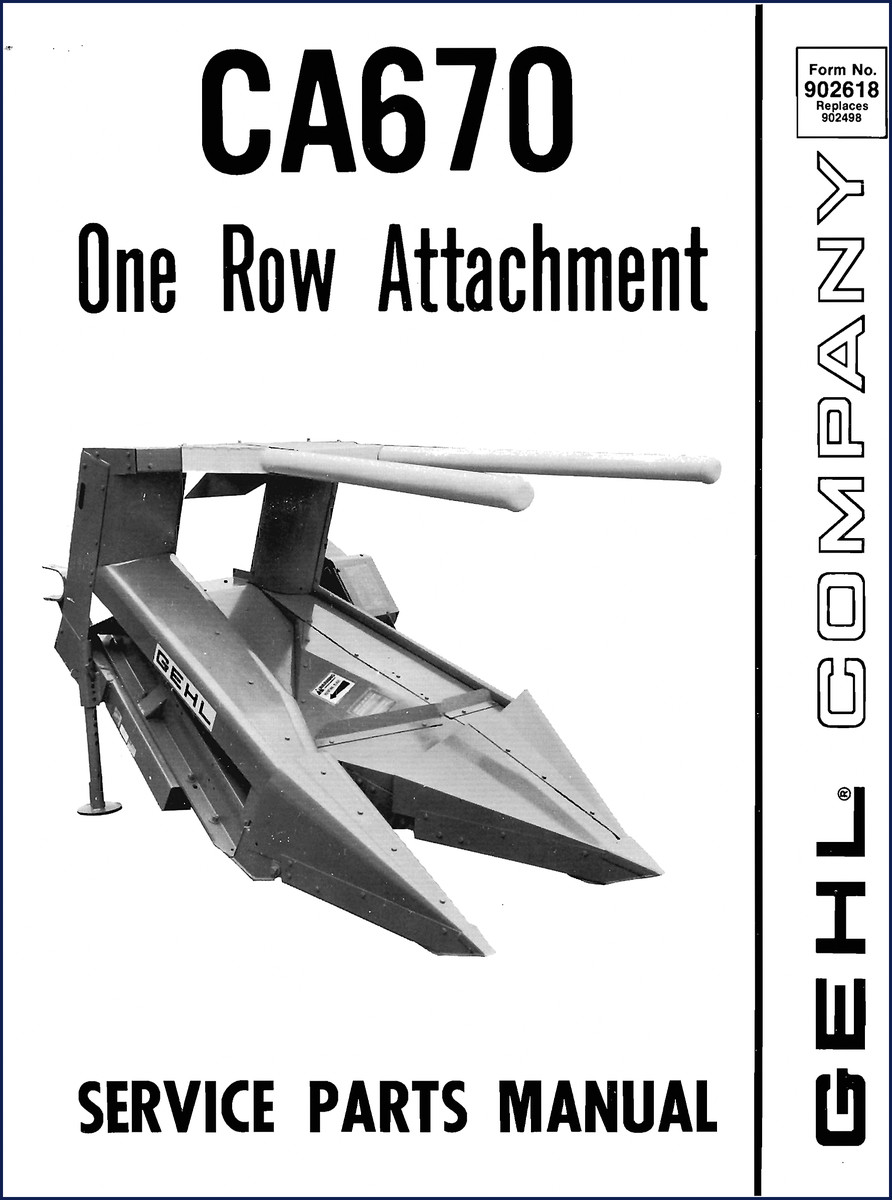 GEHL CA670 Parts Catalog - 16 page OEM factory parts manual for one-row attachment