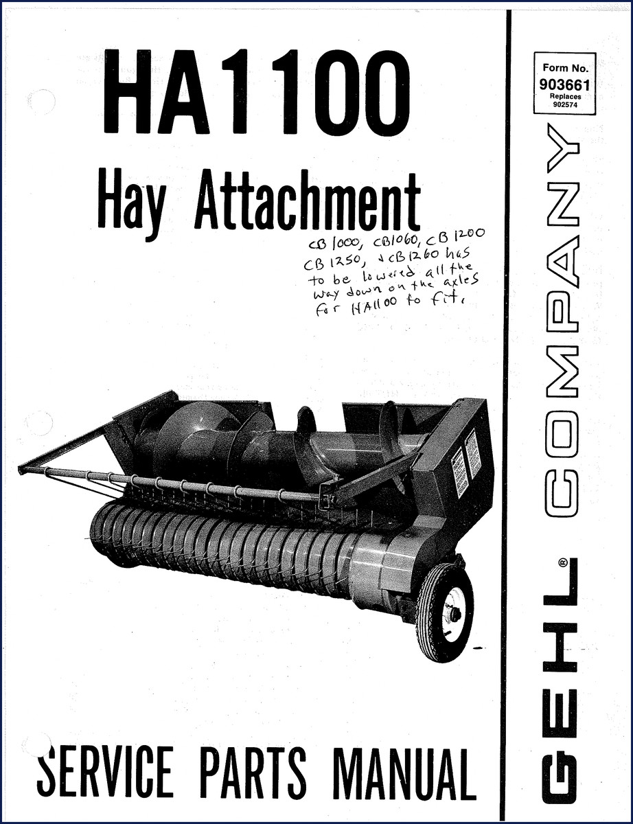 GEHL CB 1260 parts catalog cover page showing model numbers and factory manual
