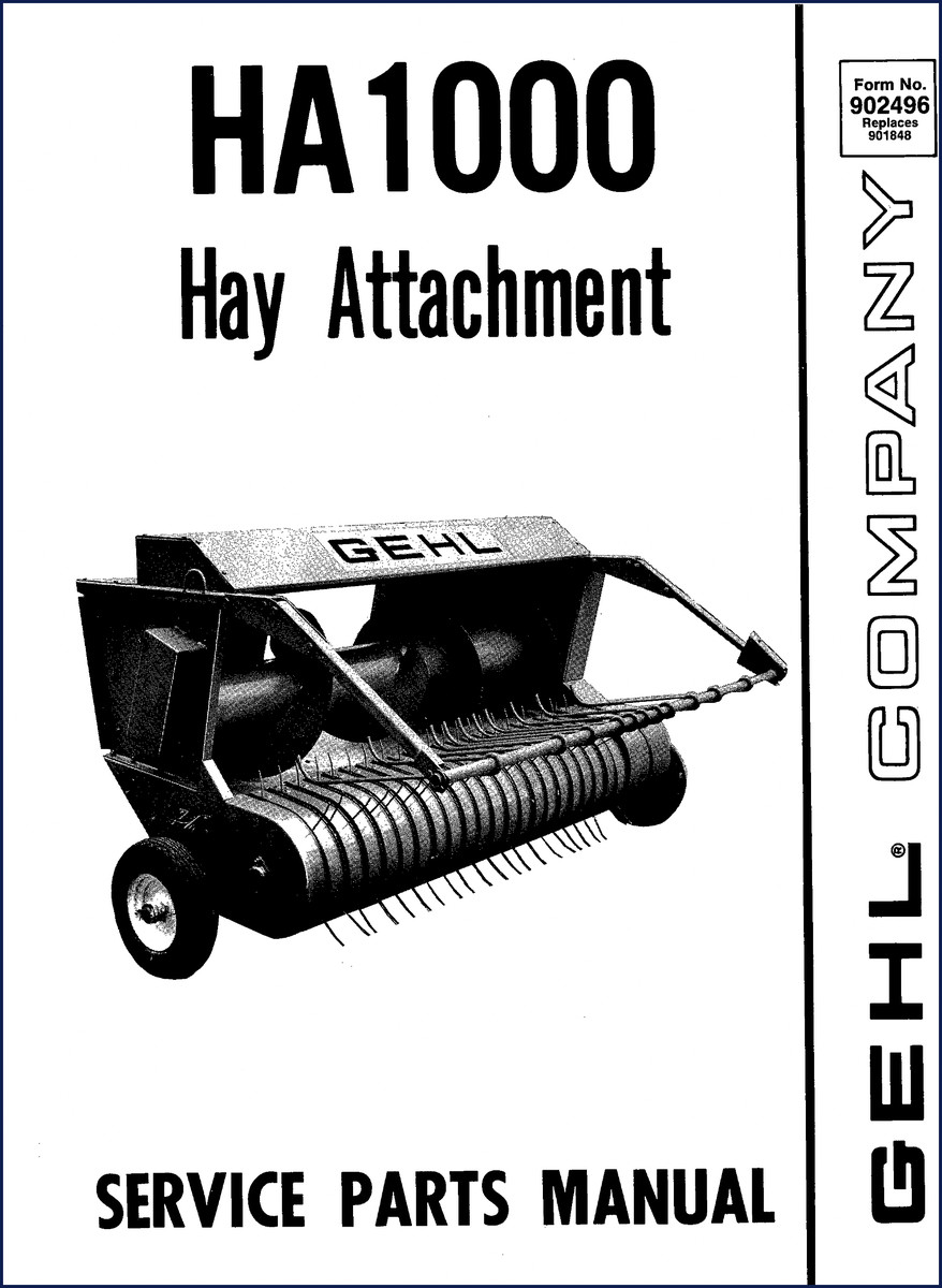 GEHL HA1000 Parts Catalog cover – OEM factory manual for hay attachment