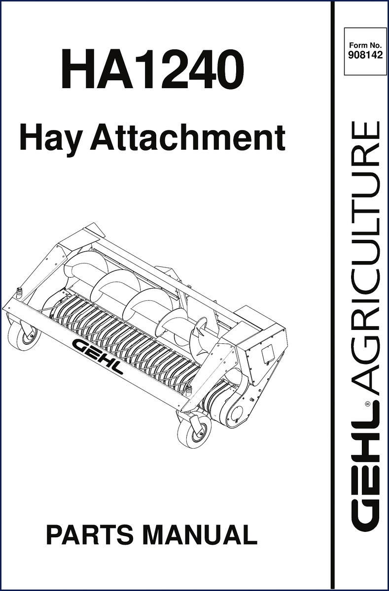 GEHL HA1240 Parts Catalog cover with OEM factory manual for hay attachment