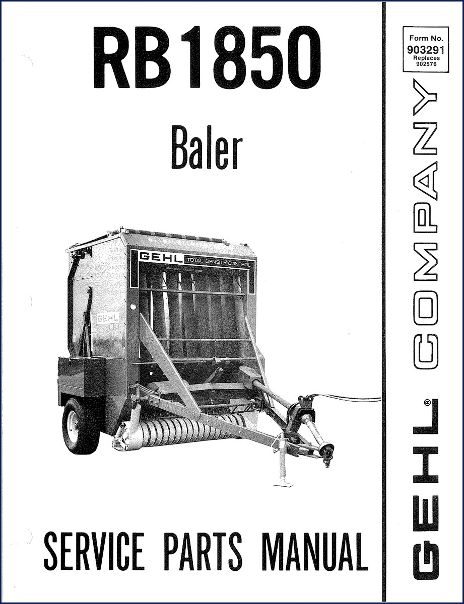 GEHL RB1850 Parts Catalog cover – factory OEM manual for baler