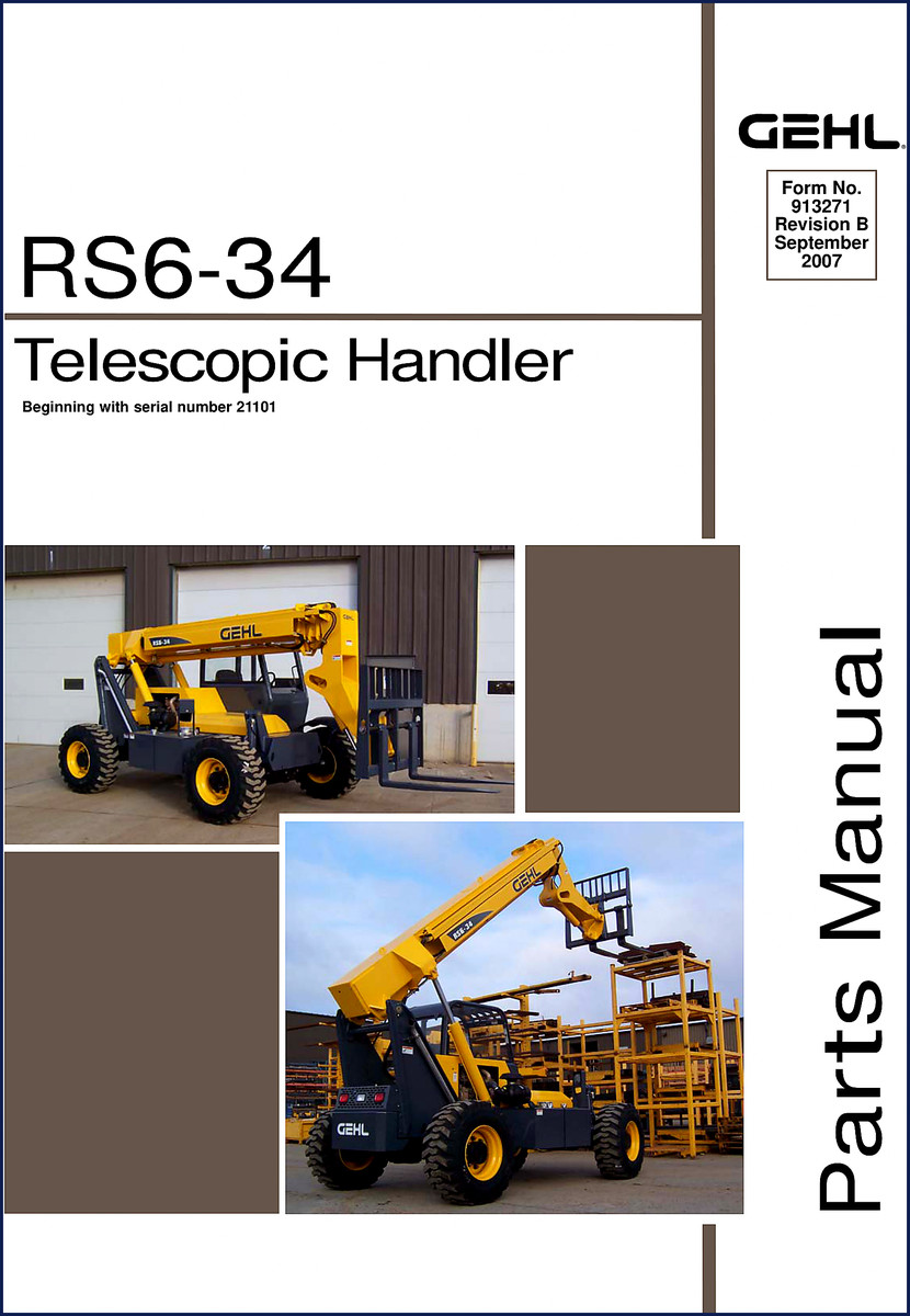 GEHL RS6-34 Telescopic Handler 2007 Parts Catalog cover showing model and manual number 913271 B