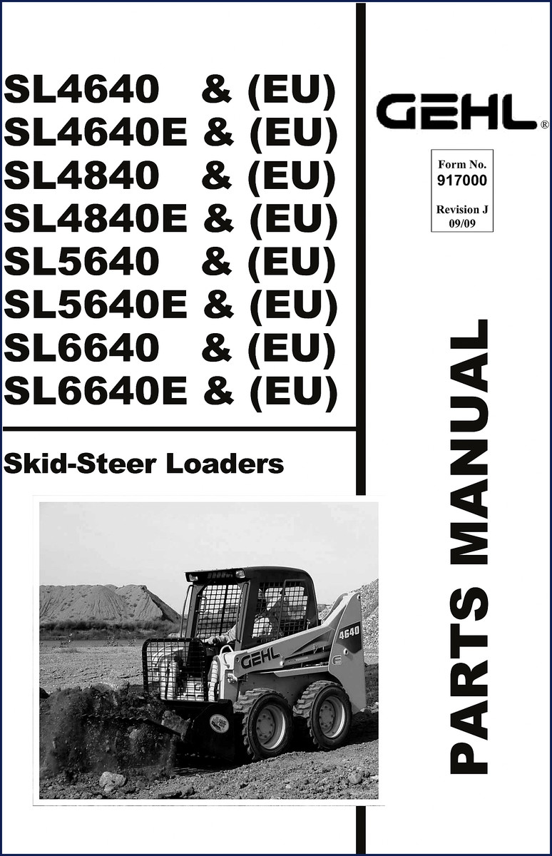 2009 GEHL SL4640 SL4840 SL5640 SL4640E SL4840E Parts Catalog cover