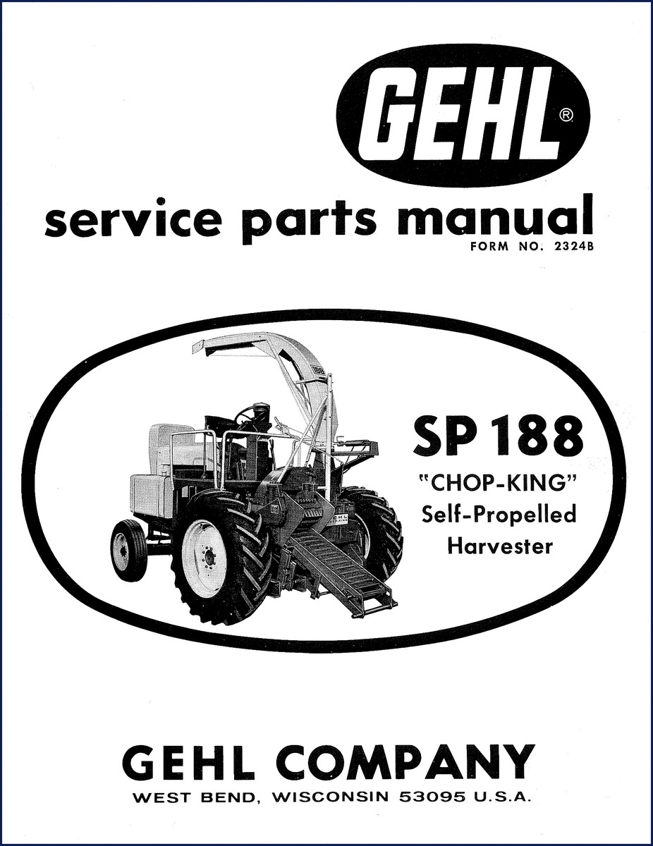 GEHL SP 188 Chop-King self-propelled harvester parts catalog front cover
