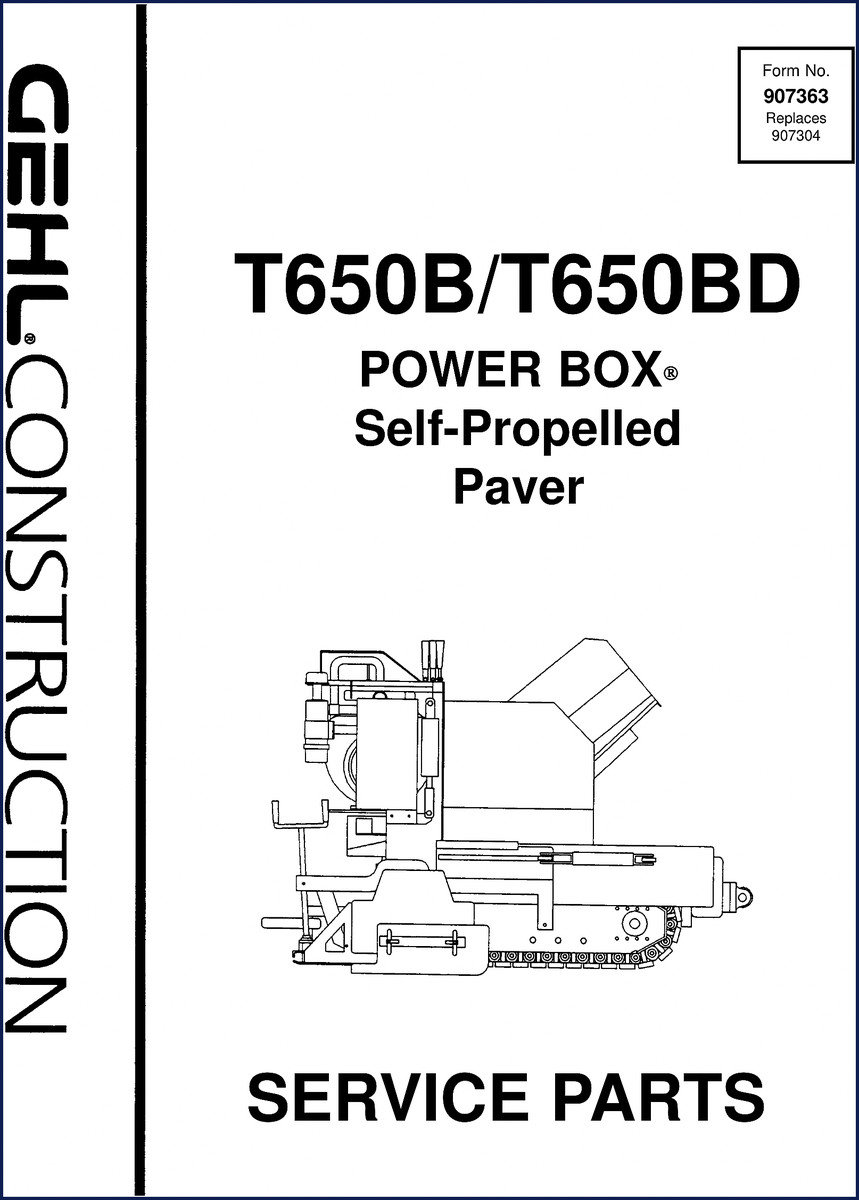 GEHL T650B/T650BD PowerBox Paver Parts Catalog – factory OEM manual, 78 pages