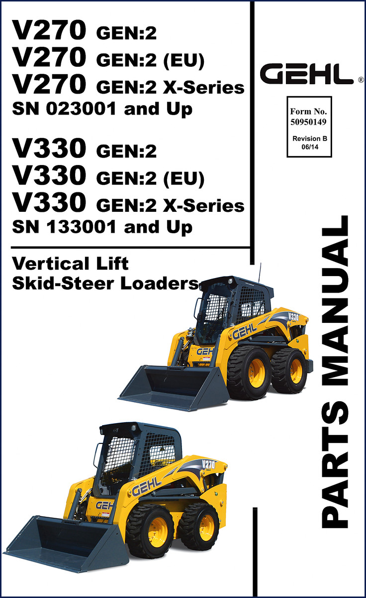 GEHL V270 V330 2014 Parts Catalog cover showing factory OEM manual for skid-steer loaders