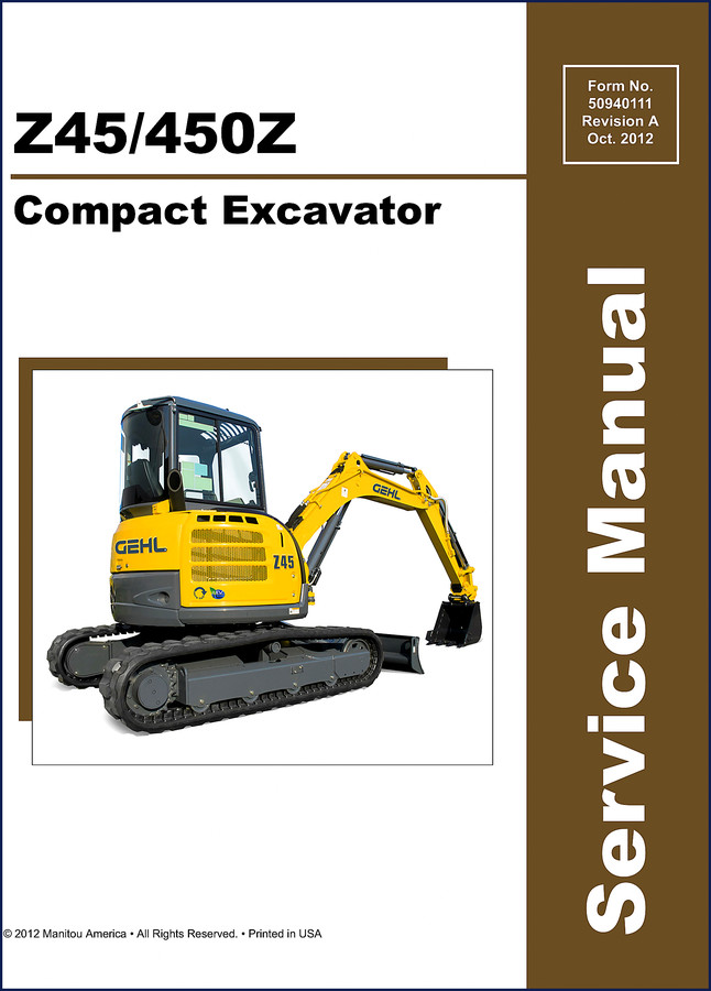 GEHL Z45 2012 Operator's Manual cover - factory OEM document for compact excavator