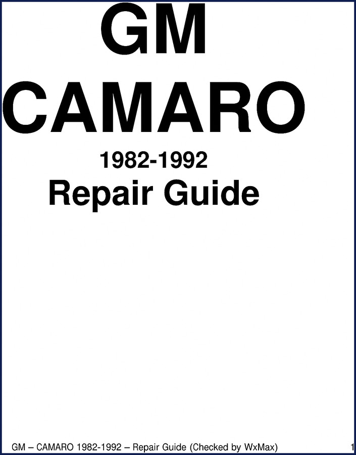 Gmdat Camaro 1982-1992 repair manual cover - 875 pages factory spec