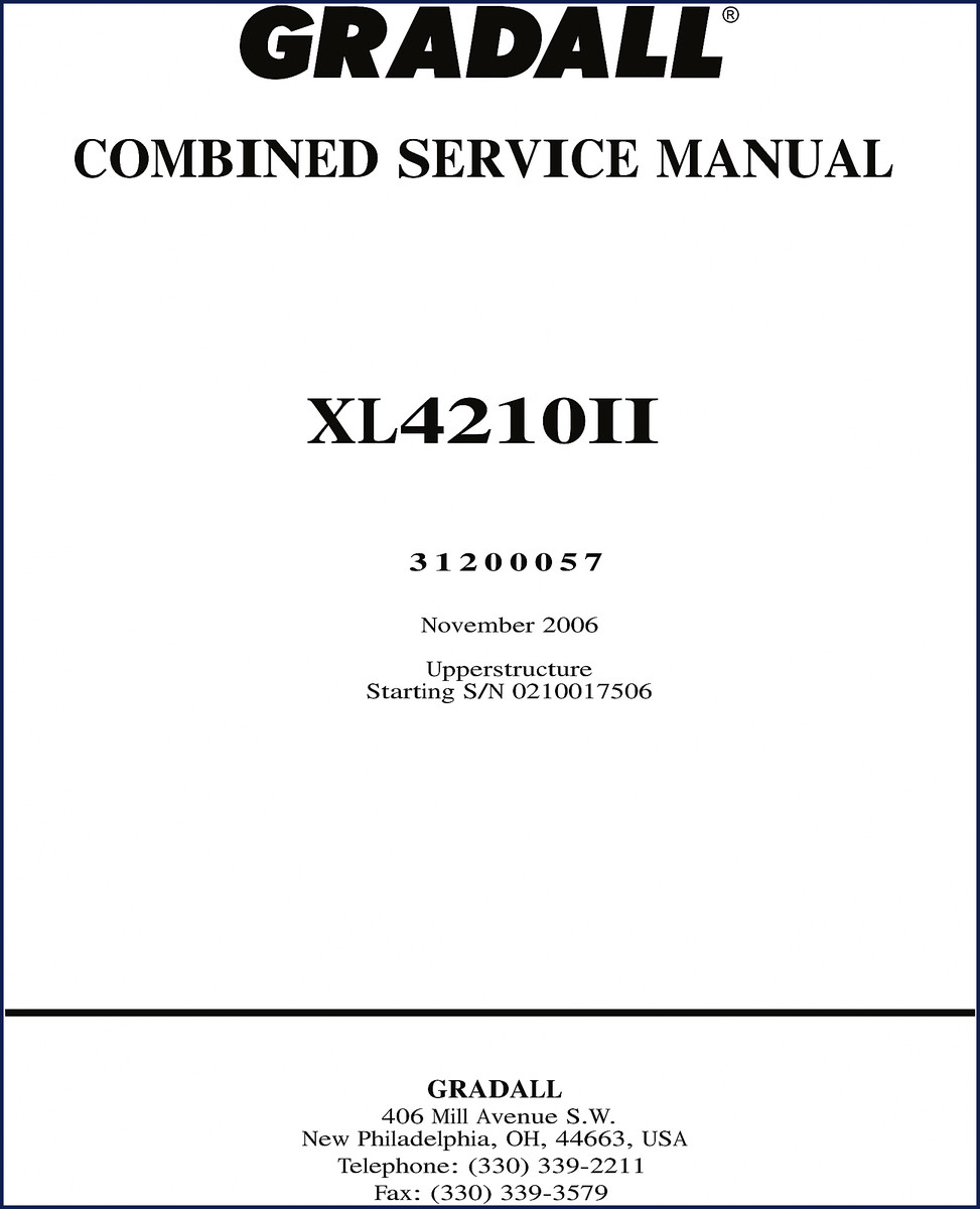 Gradall XL4210II 2006 Service Manual cover showing excavator upperstructure