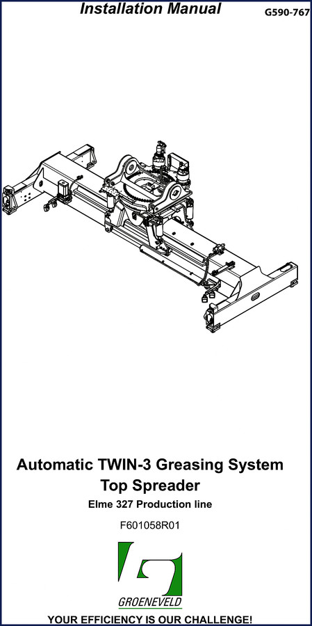 Groeneveld TWIN-3 Installation Manual cover – 64-page OEM document for Elme 327 production line