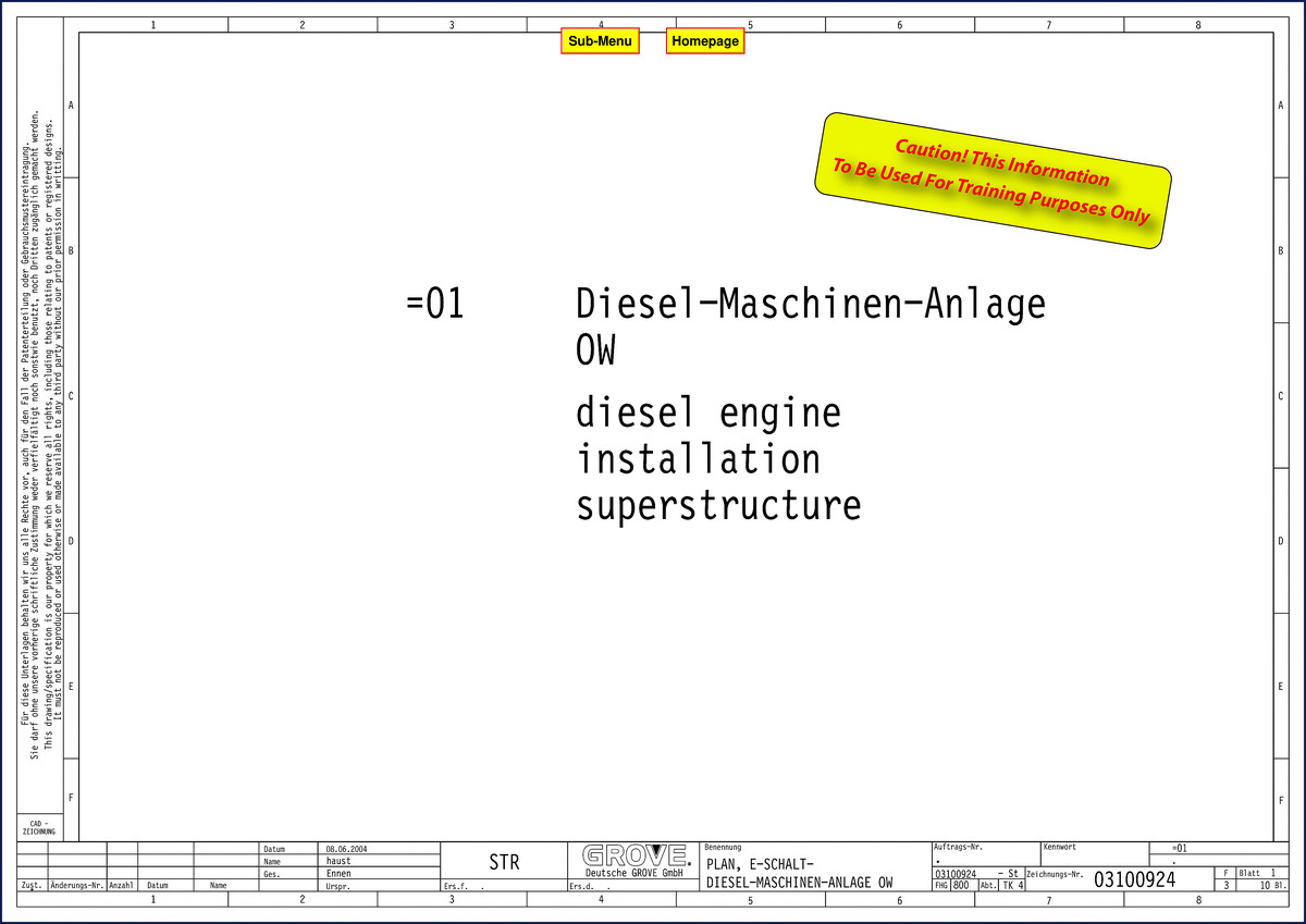 Grove FHG 800 2004 electrical schematic manual cover – factory wiring diagram set for superstructure and carrier