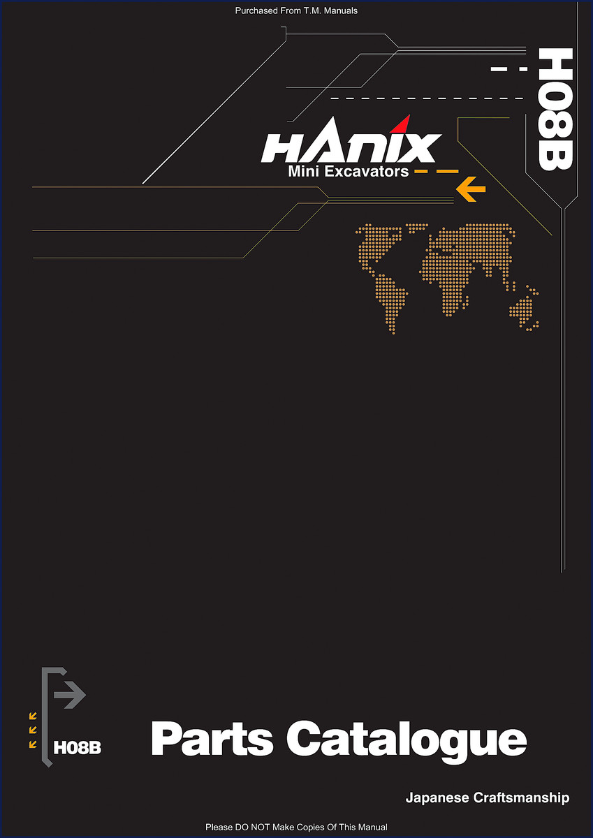 Hanix H08B Parts Catalog cover – 152-page factory documentation for mini excavator