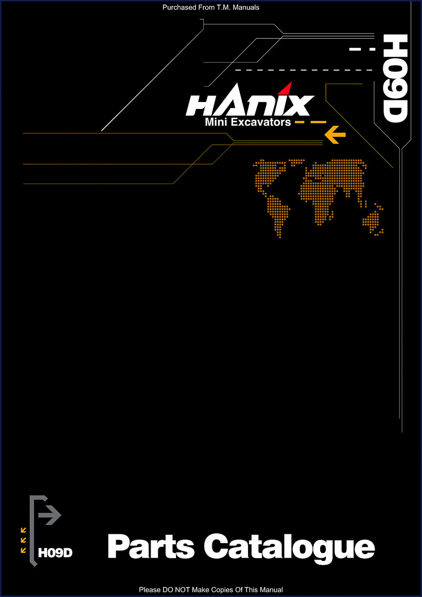 Hanix H09D parts catalog cover with factory part numbering diagram