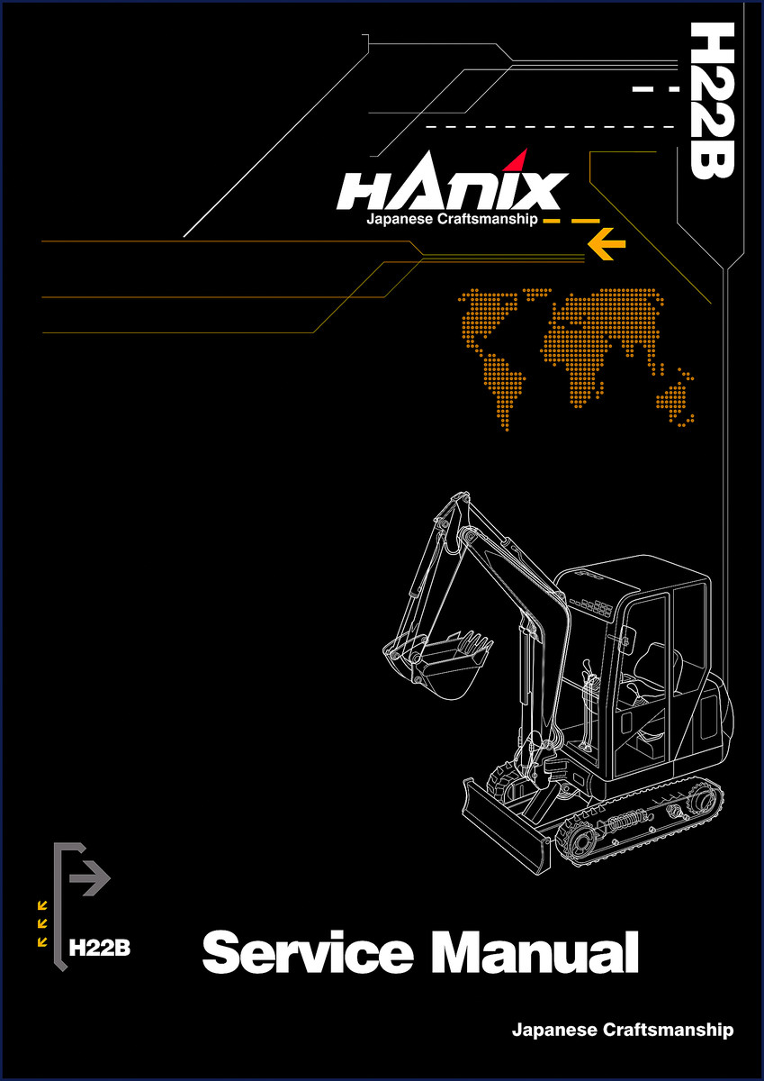 Hanix H22B Service Manual cover page showing Japanese Craftsmanship text