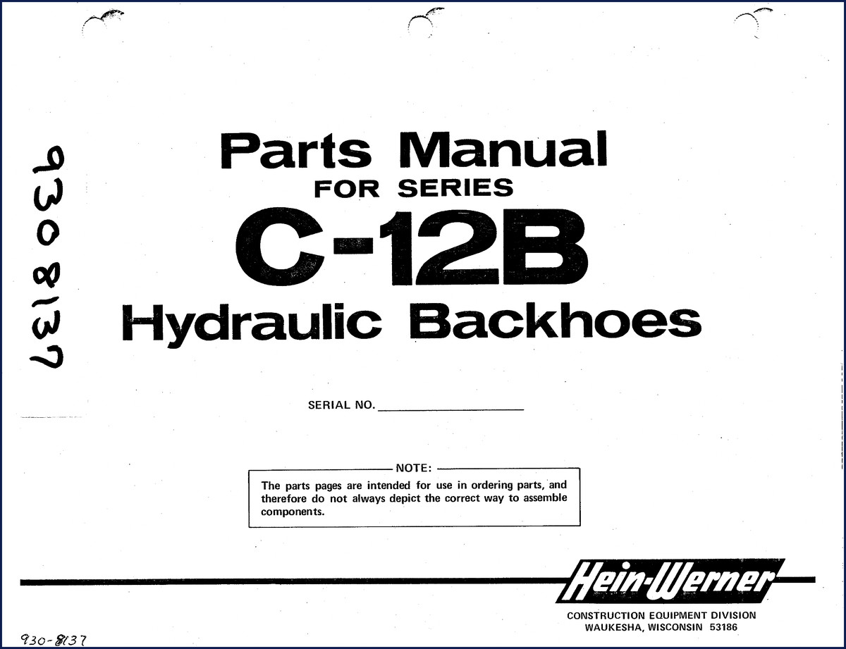 Hein-Werner C-12B Parts Catalog cover page - 99 pages