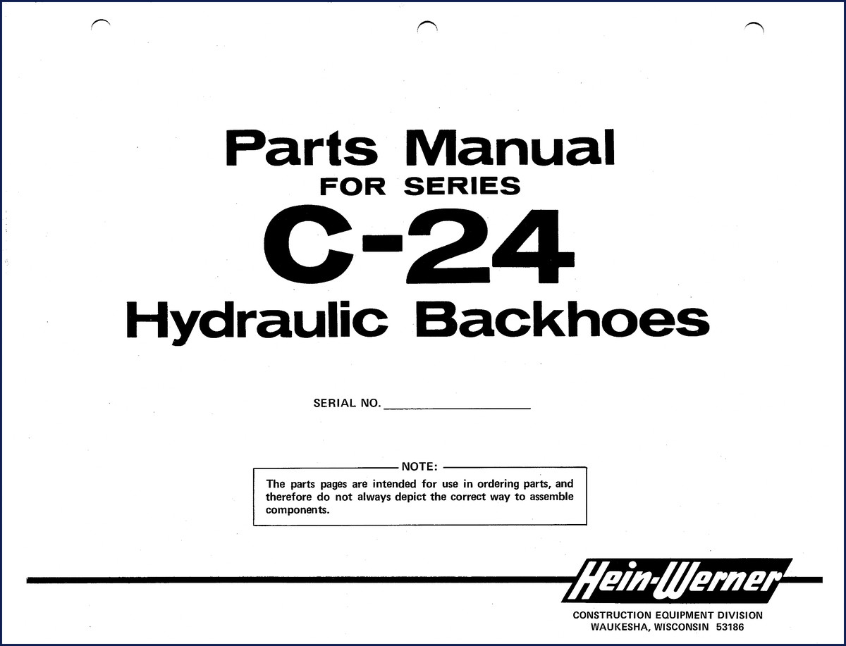 Hein-werner C-24 Parts Catalog cover - factory OEM document for hydraulic backhoe