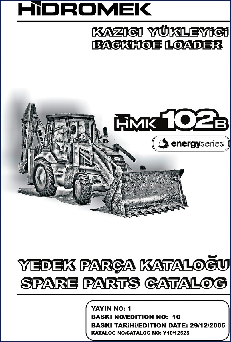 Hidromek 102B 2005 Parts Catalog cover – OEM factory spare parts catalog for backhoe loader