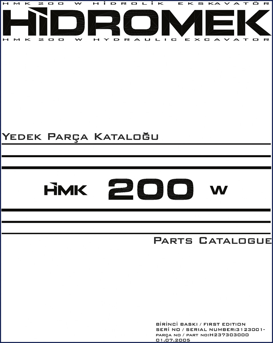 Hidromek HMK 200 W 2005 Parts Catalog – factory OEM manual cover