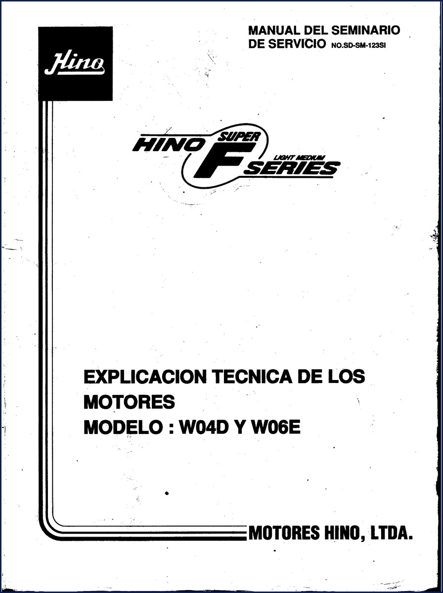 Hino W04D W06E Technical Manual cover page