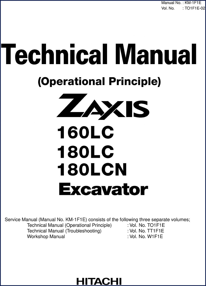 Hitachi Sumitomo 160LC, 180LC, 180LCN Technical Manual – OEM factory document cover