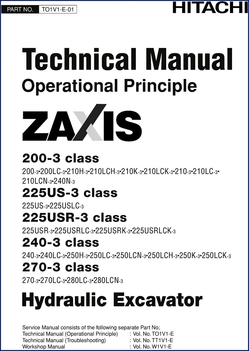 Hitachi Sumitomo 200-3 series Technical Manual cover - 424 pages OEM factory manual