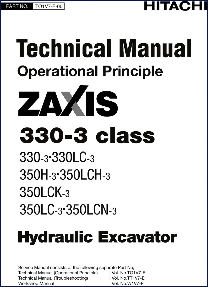 Hitachi Sumitomo 330-3 Technical Manual cover showing ZAXIS 330-3 class hydraulic excavator